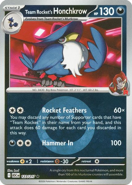 Team Rocket's Honchkrow (Energy Symbol Pattern) - Mega Evolução – Heróis Excelsos