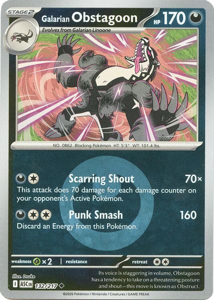 Galarian Obstagoon - 132/217 (Energy Symbol Pattern) - Mega Evolução – Heróis Excelsos