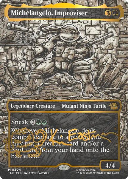 Michelangelo, Improviser (Borderless) (Gold-Stamped Signature) - Teenage Mutant Ninja Turtles