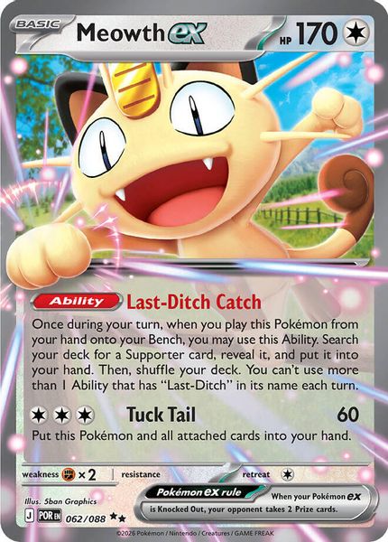 Meowth ex 062/088 - Mega Evolução – Equilíbrio Perfeito (ME03: Perfect Order)