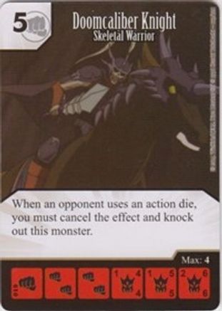 DICE MASTERS YU-GI-OH COMMON CARD WITH DICE #019 DOOMCALIBER KNIGHT WARRIOR 