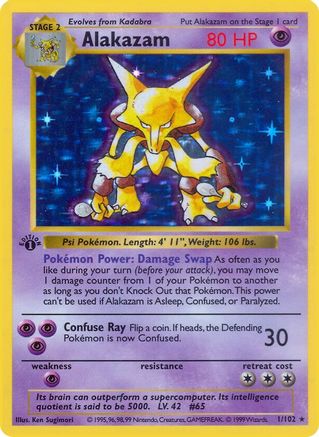 Base Set (Shadowless) Alakazam #001