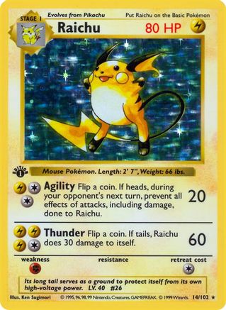 Base Set (Shadowless) Raichu #014