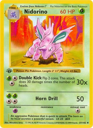 Base Set (Shadowless) Nidorino #037