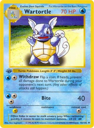 Base Set (Shadowless) Wartortle #042
