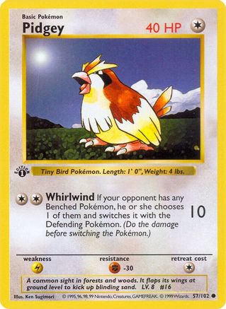 Base Set (Shadowless) Pidgey #057