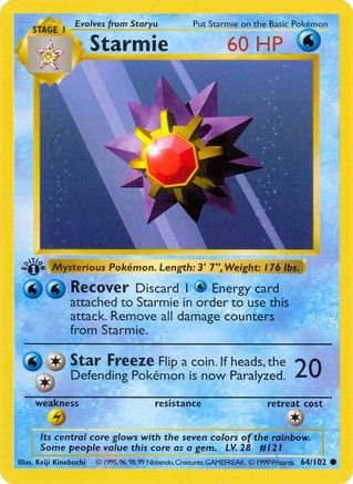 Base Set (Shadowless) Starmie #064