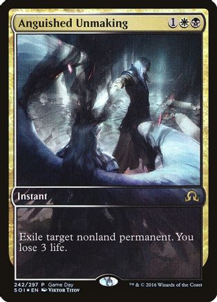 Rare White/Black Instant Anguished Unmaking Game Day Promo MTG NM FOIL 