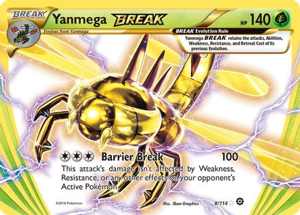 8/114 Rare BREAK Pokemon XY Steam Siege NM x1 Yanmega BREAK 