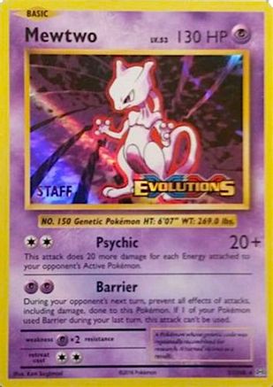 Mewtwo - 51/108 (Prerelease) [Staff] 51 XY Black Star Promos Pokémon card