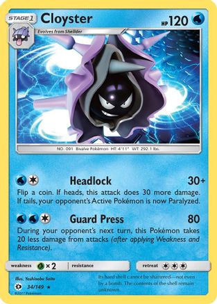 SM Base Set Cloyster #34