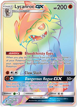 SM - Guardians Rising Lycanroc GX (Secret) #156