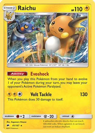 SM - Burning Shadows Raichu #41