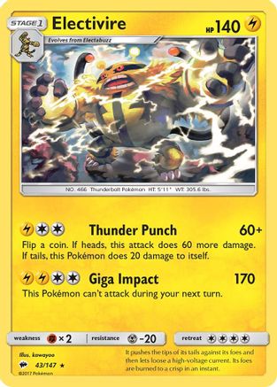 SM - Burning Shadows Electivire #43