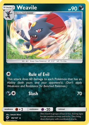 SM - Burning Shadows Weavile #86