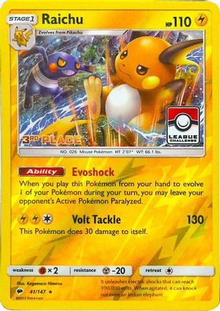 League & Championship Cards Raichu - 41/147 (League Challenge) [3rd Place] #041