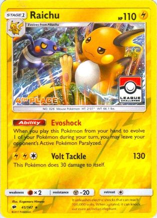 League & Championship Cards Raichu - 41/147 (League Challenge) [4th Place] #041