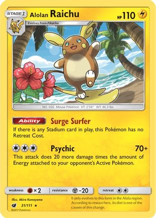 SM - Crimson Invasion Alolan Raichu #31