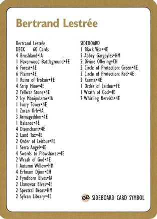 1996 Bertrand Lestree Decklist Card