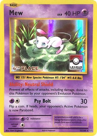 League & Championship Cards Mew - 53/108 (League Challenge) [4th Place] #053