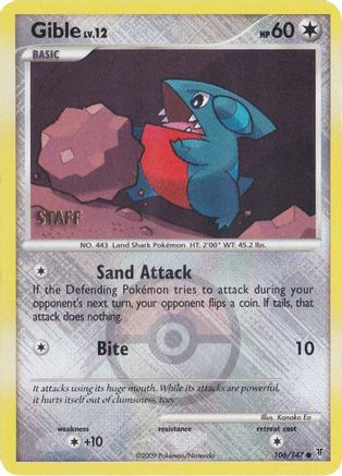 League & Championship Cards Gible - 106/147 (Championship Promo) [Staff] #106