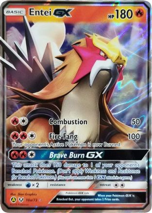 Entei GX 010a Yellow A Alternate Pokémon card