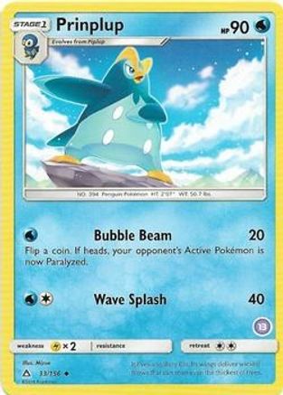 Prinplup (13) 33 SM Trainer Kit: Alolan Sandslash & Alolan Ninetales Pokémon card