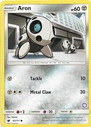 Aron (18) 65 SM Trainer Kit: Alolan Sandslash & Alolan Ninetales Pokémon card
