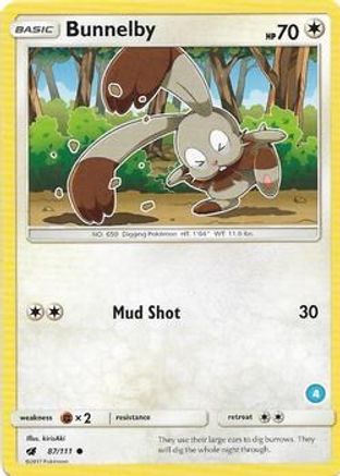 Bunnelby (4) 87 SM Trainer Kit: Alolan Sandslash & Alolan Ninetales Pokémon card