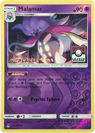 League & Championship Cards Malamar - 51/131 (League Challenge) [4th Place] #051
