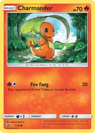 Pokemon Card   CHARMANDER   1/70   DRAGON MAJESTY 