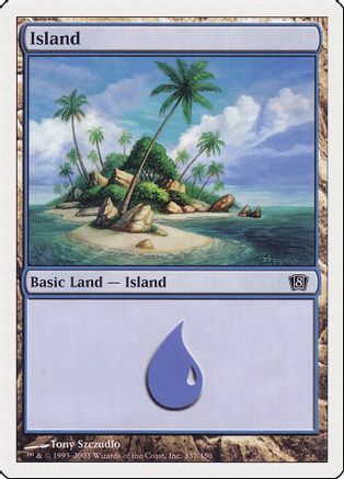 337 8th edición PLD tierra básica de aluminio Magic Gathering tarjeta abugames Island 