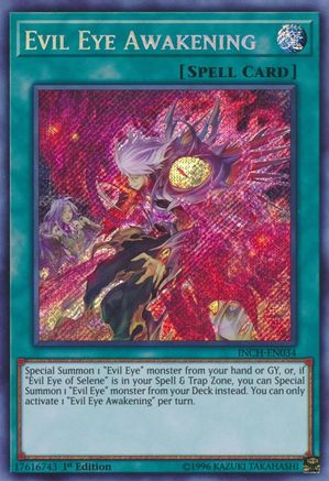 YUGIOH 3 X EVIL EYE DEFEAT  INCH-EN037 SUPER   INFINITY CHASERS 1ST EDITION 