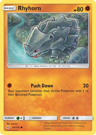SM - Unbroken Bonds Rhyhorn (92) #92