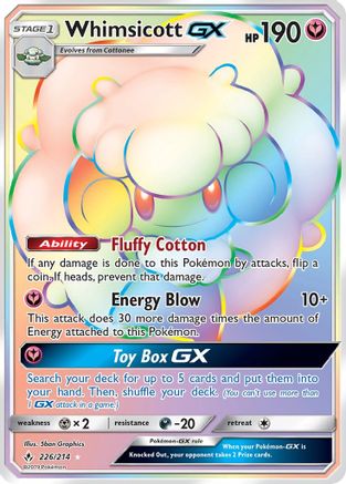 SM - Unbroken Bonds Whimsicott GX (Secret) #226