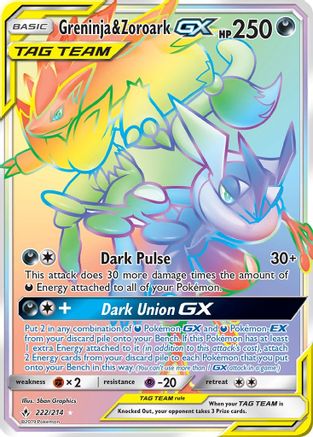 SM - Unbroken Bonds Greninja & Zoroark GX (Secret) #222
