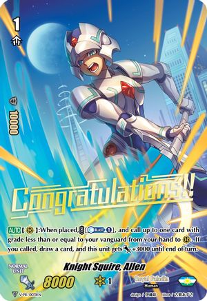 Details about   Bushiroad Cardfight! Vanguard Knight Squire Allen V-MB01/009EN RR Near Mint 