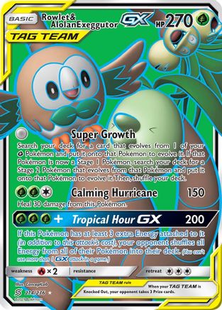 SM - Unified Minds Rowlet & Alolan Exeggutor GX (Full Art) #214