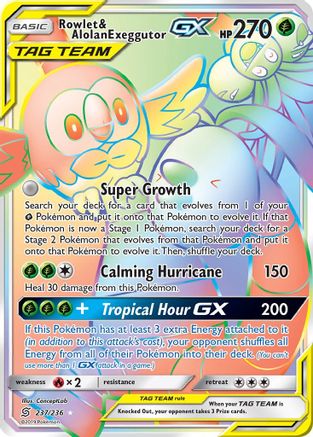 SM - Unified Minds Rowlet & Alolan Exeggutor GX (Secret) #237