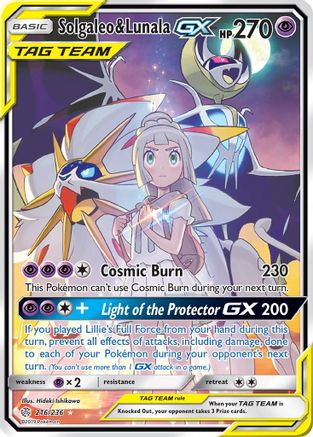 SM - Cosmic Eclipse Solgaleo & Lunala GX (Full Art) #216