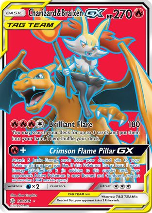 SM - Cosmic Eclipse Charizard & Braixen GX (Full Art) #212