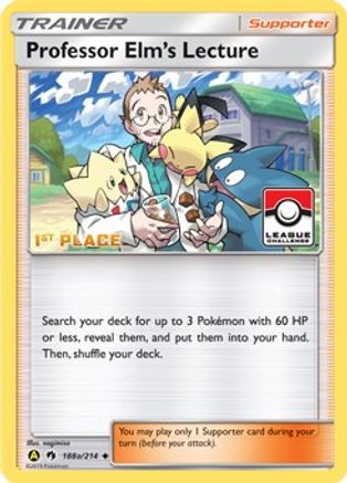 League & Championship Cards Professor Elm's Lecture - 188a/214 (League Challenge) [1st Place] #188a