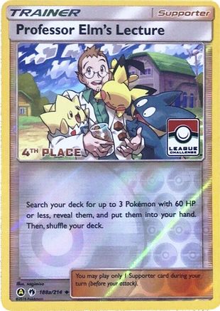 League & Championship Cards Professor Elm's Lecture - 188a/214 (League Challenge) [4th Place] #188a