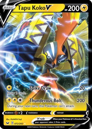 SWSH01: Sword & Shield Base Set Tapu Koko V #072