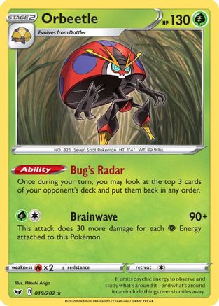 SWSH01: Sword & Shield Base Set Orbeetle #019