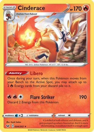 SWSH01: Sword & Shield Base Set Cinderace (034) #034