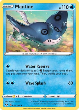 SWSH01: Sword & Shield Base Set Mantine #052