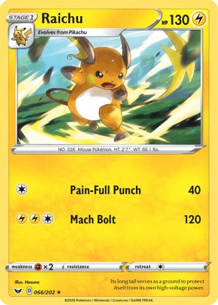 SWSH01: Sword & Shield Base Set Raichu #066