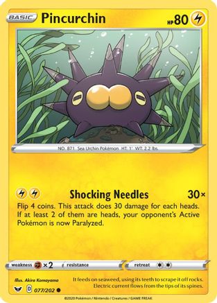 SWSH01: Sword & Shield Base Set Pincurchin #077