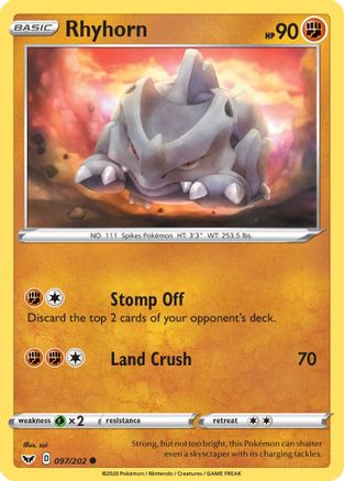 SWSH01: Sword & Shield Base Set Rhyhorn (097) #097
